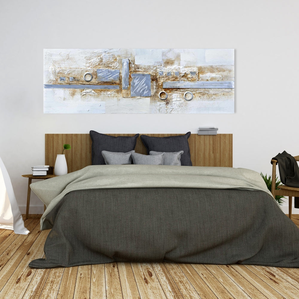 Abstract Circles & Squares Canvas | Industrial Bedroom Decor