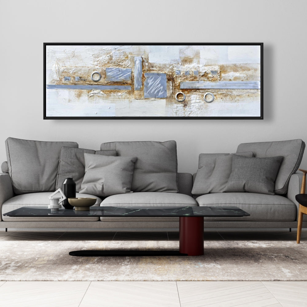 Toile abstraite grise | Cercles et carrés | Décoration d'intérieur moderne