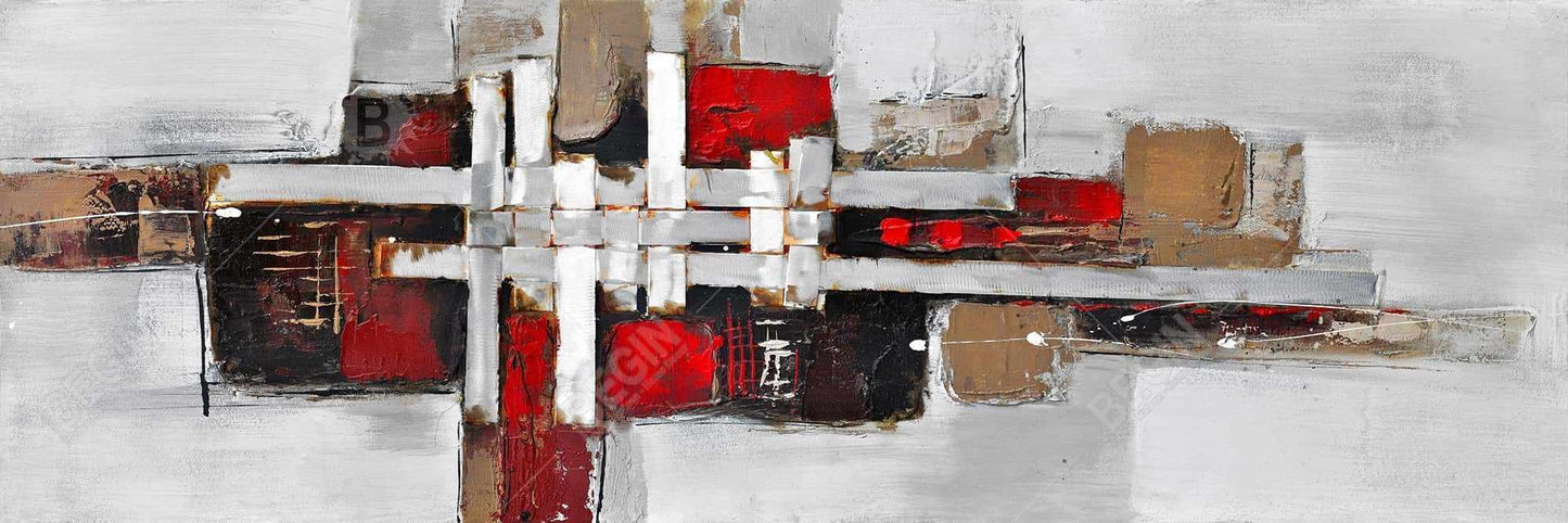 Industrial Gray Canvas | Abstract Shapes, Red Accents Decor