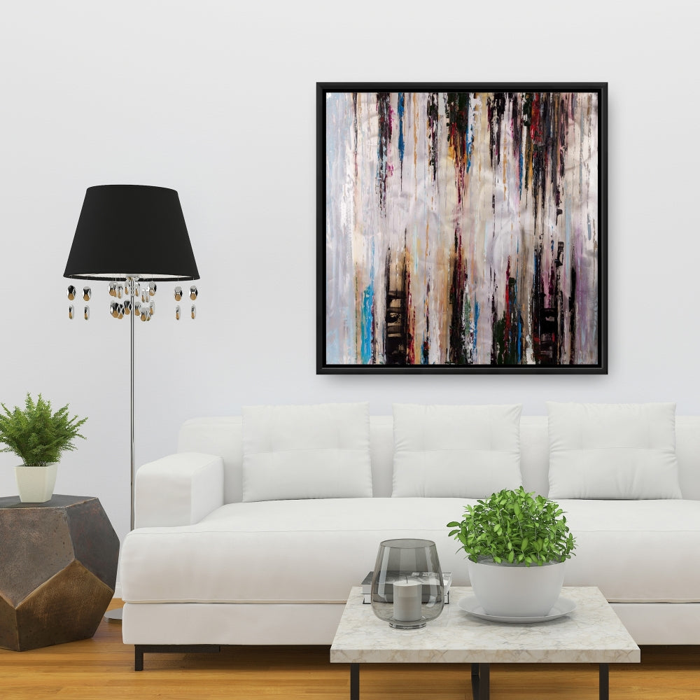 Peinture liquide abstraite - Toile encadrée bleue moderne pour décoration intérieure