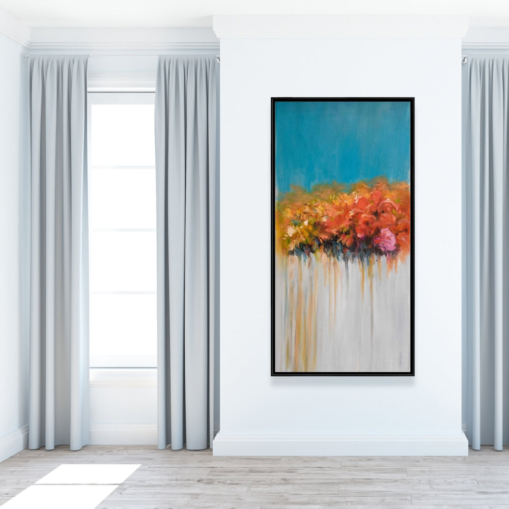 Abstract Blue Canvas - Orange Flowers Bundle for Home Decor