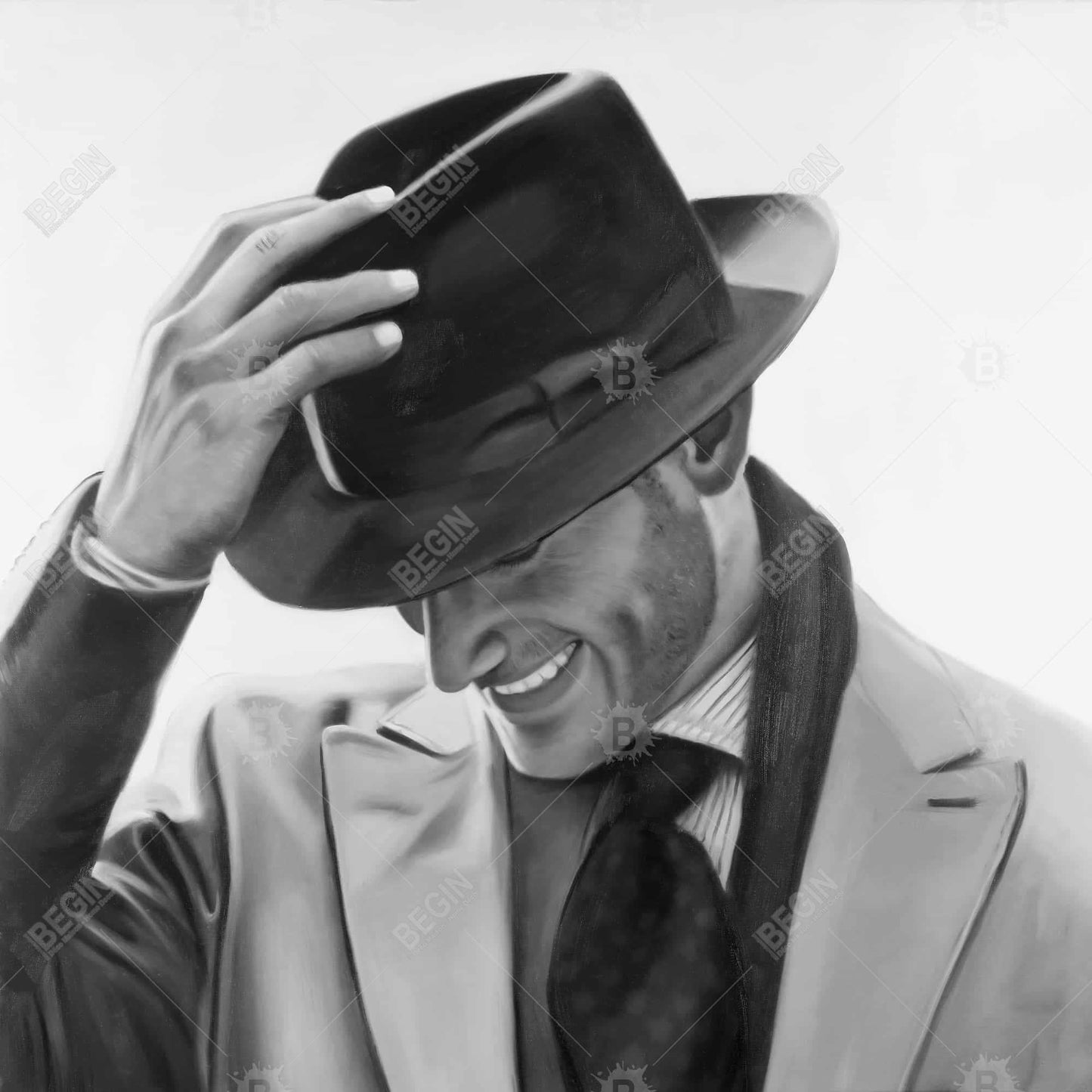 Well-dressed Man Canvas | Monochrome White Frame Decor