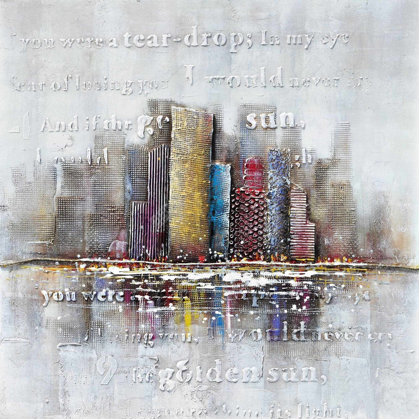 Gray Canvas Building Typography Relief | Home Decor Art