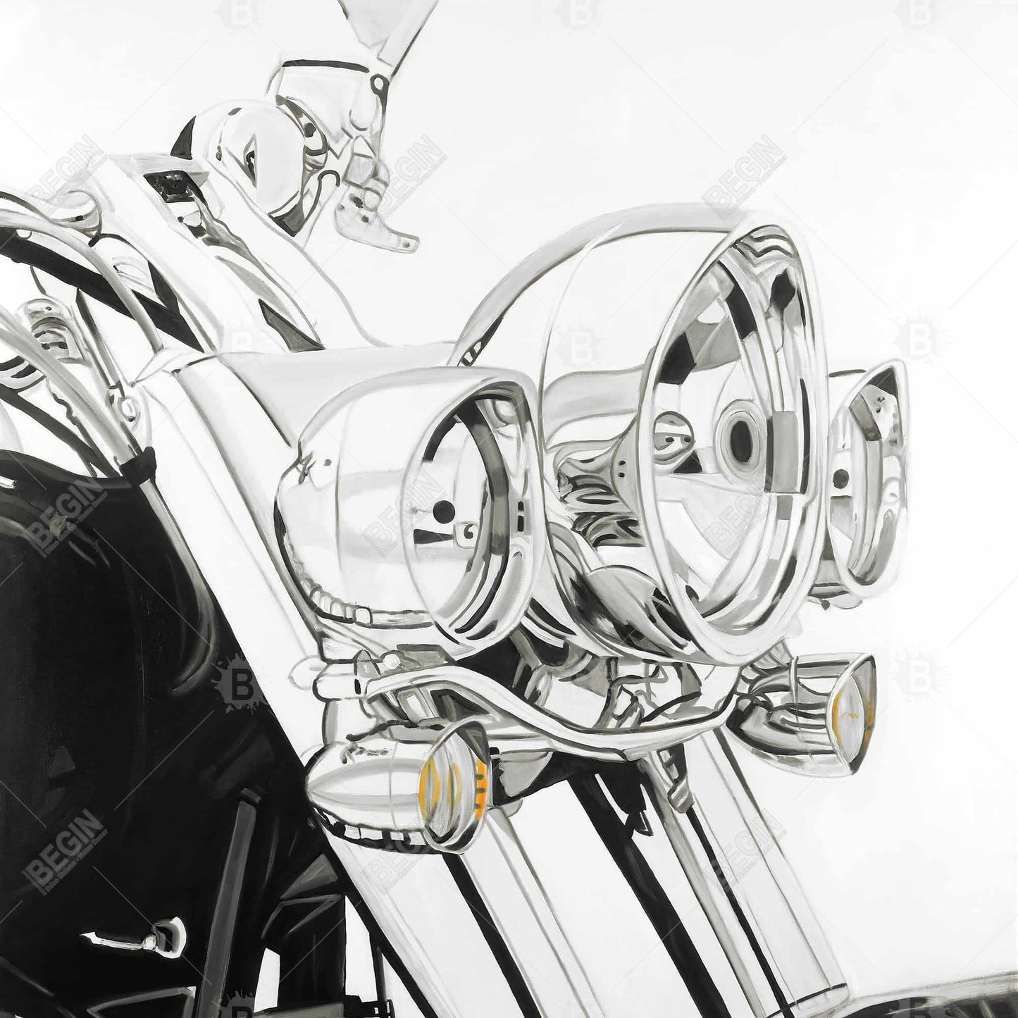 Motorcycle Light Canvas | White Bedroom Decor | Home Hobbies