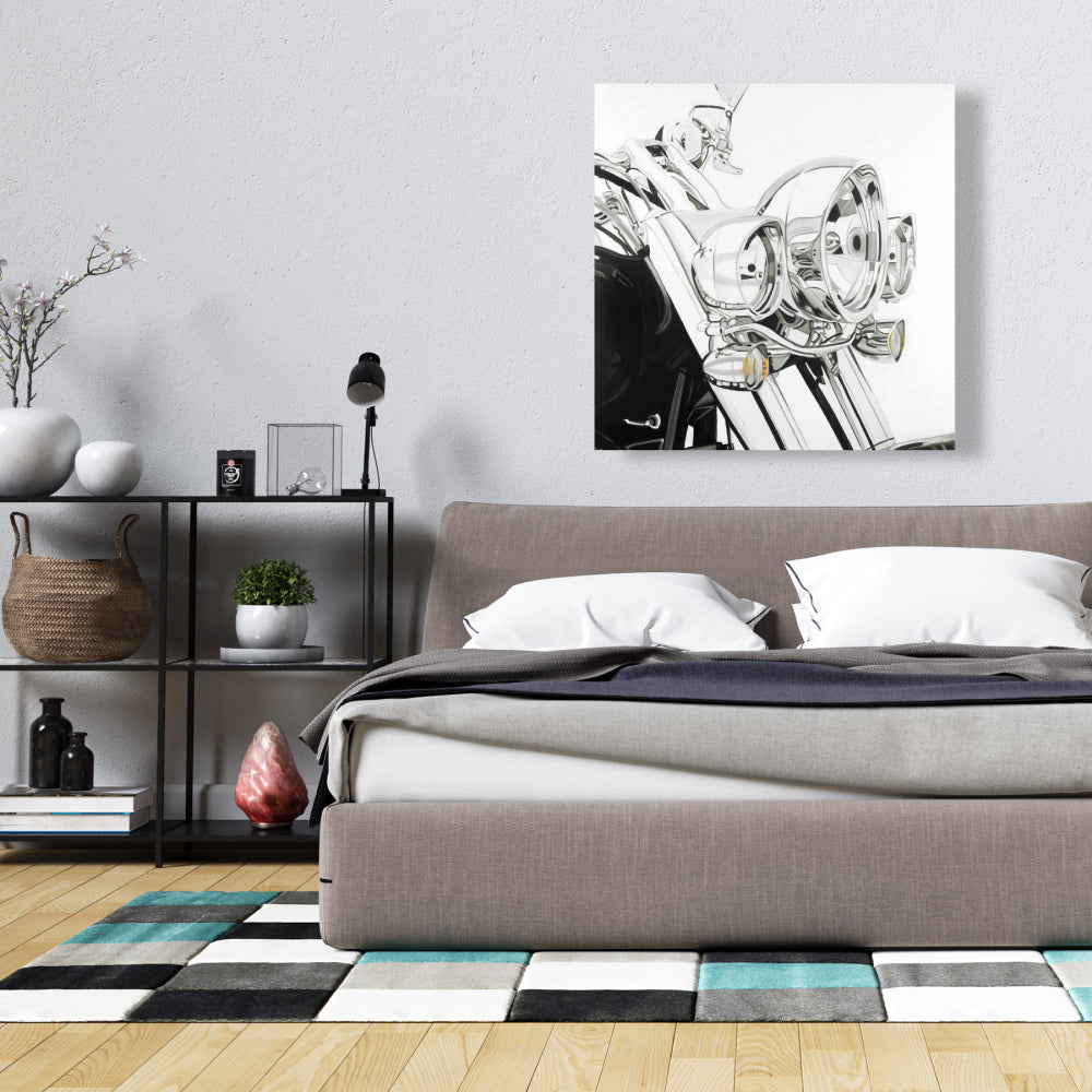 Motorcycle Light Canvas | White Bedroom Decor | Home Hobbies