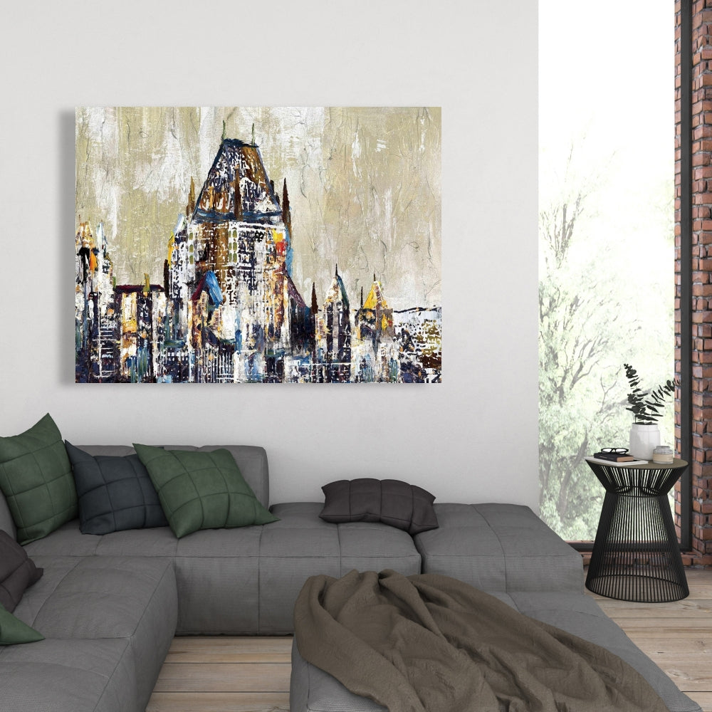 Abstract Château Frontenac Canvas - Blue Cities Home Decor