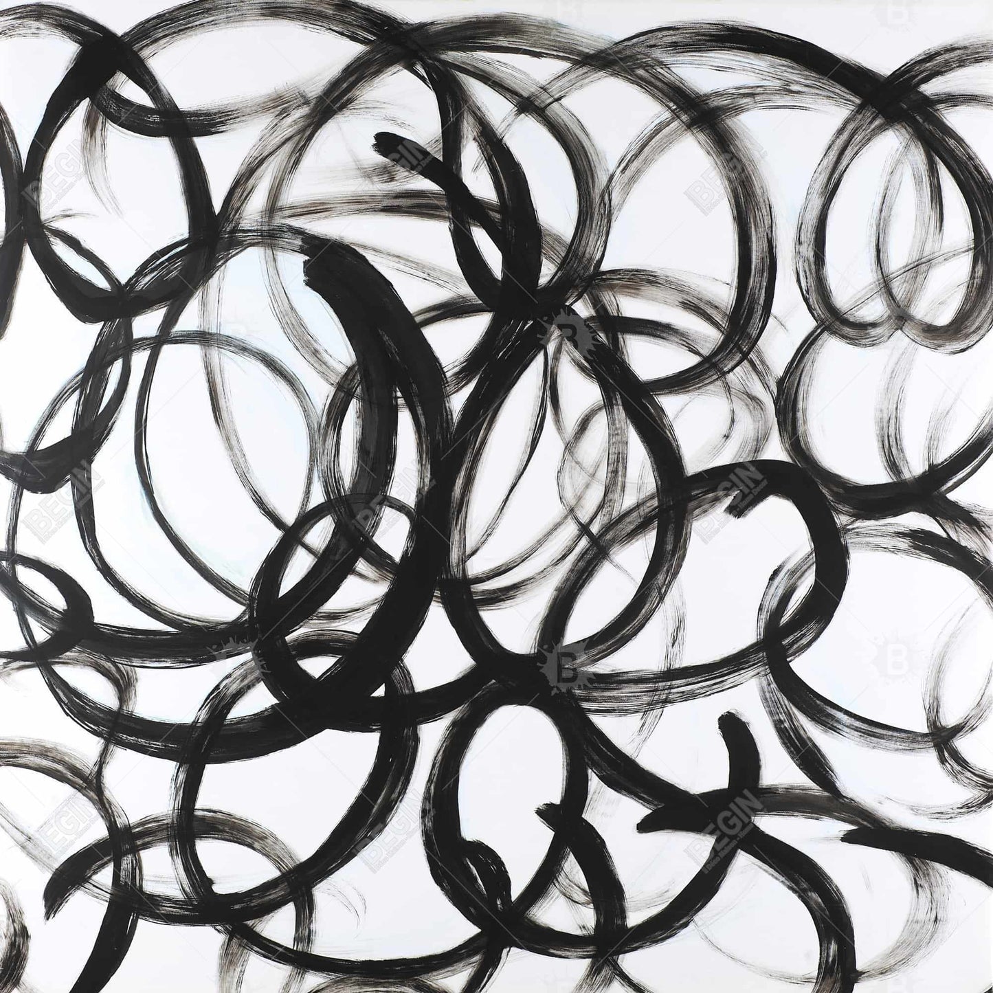 White Minimalist Abstract Curly Lines Canvas - Home Decor