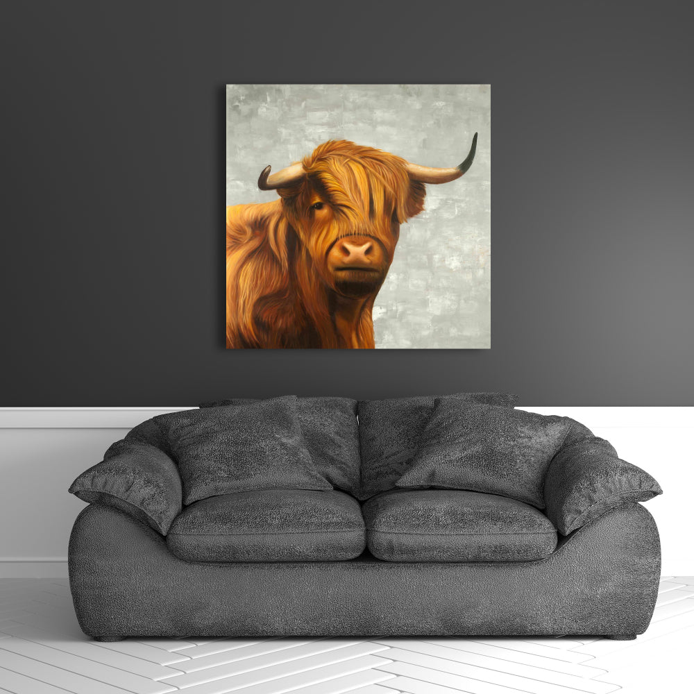 Rustic Highland Cattle Canvas | Bedroom Wall Art Decor