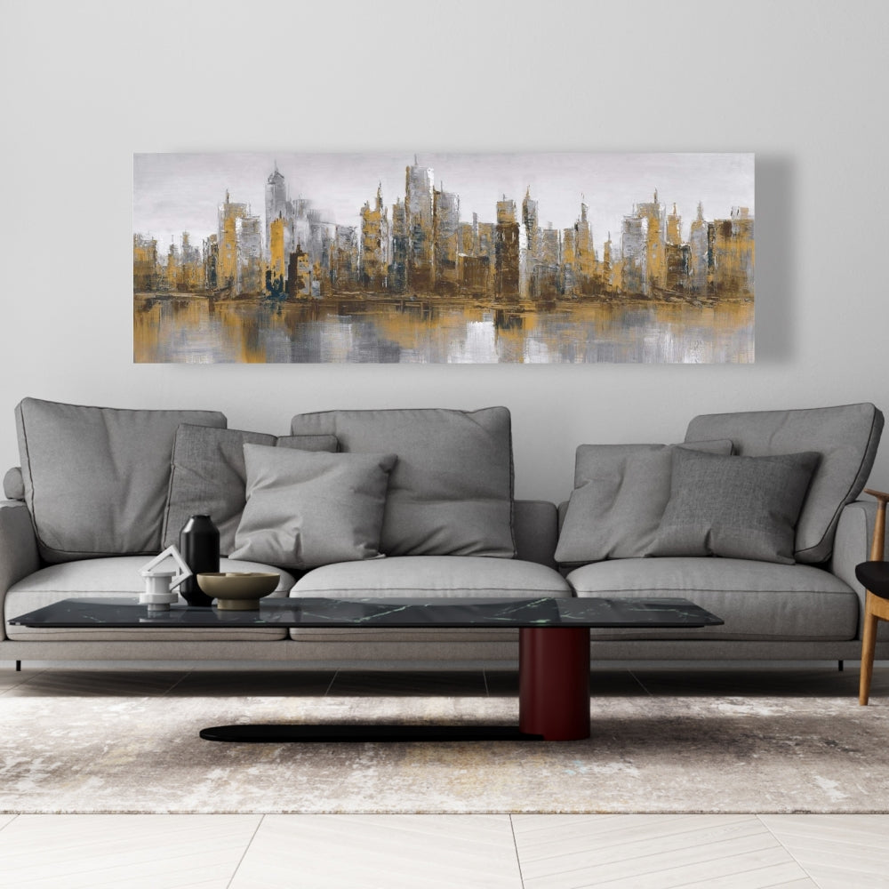 Gloomy Cityscape Canvas | Industrial Bedroom Wall Decor