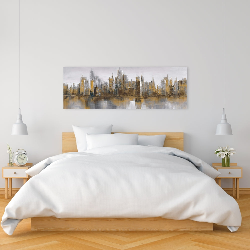 Gloomy Cityscape Canvas | Industrial Bedroom Wall Decor
