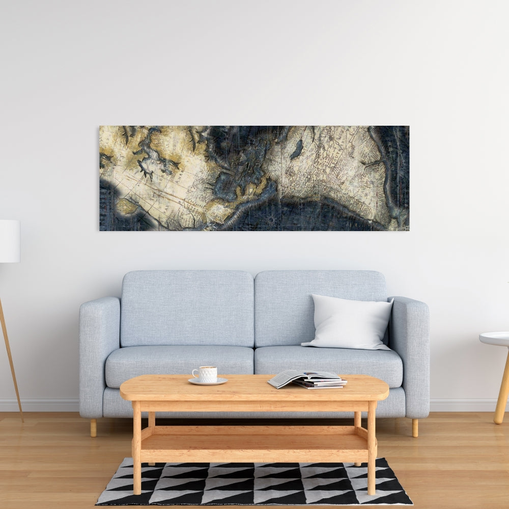 Vintage Blue Old World Map Canvas - Home Decor Wall Art