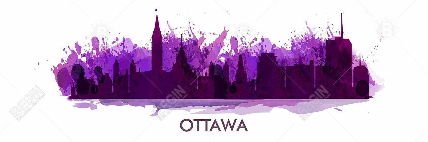 Ottawa Paint Splash Silhouette - Retro Purple Canvas Decor