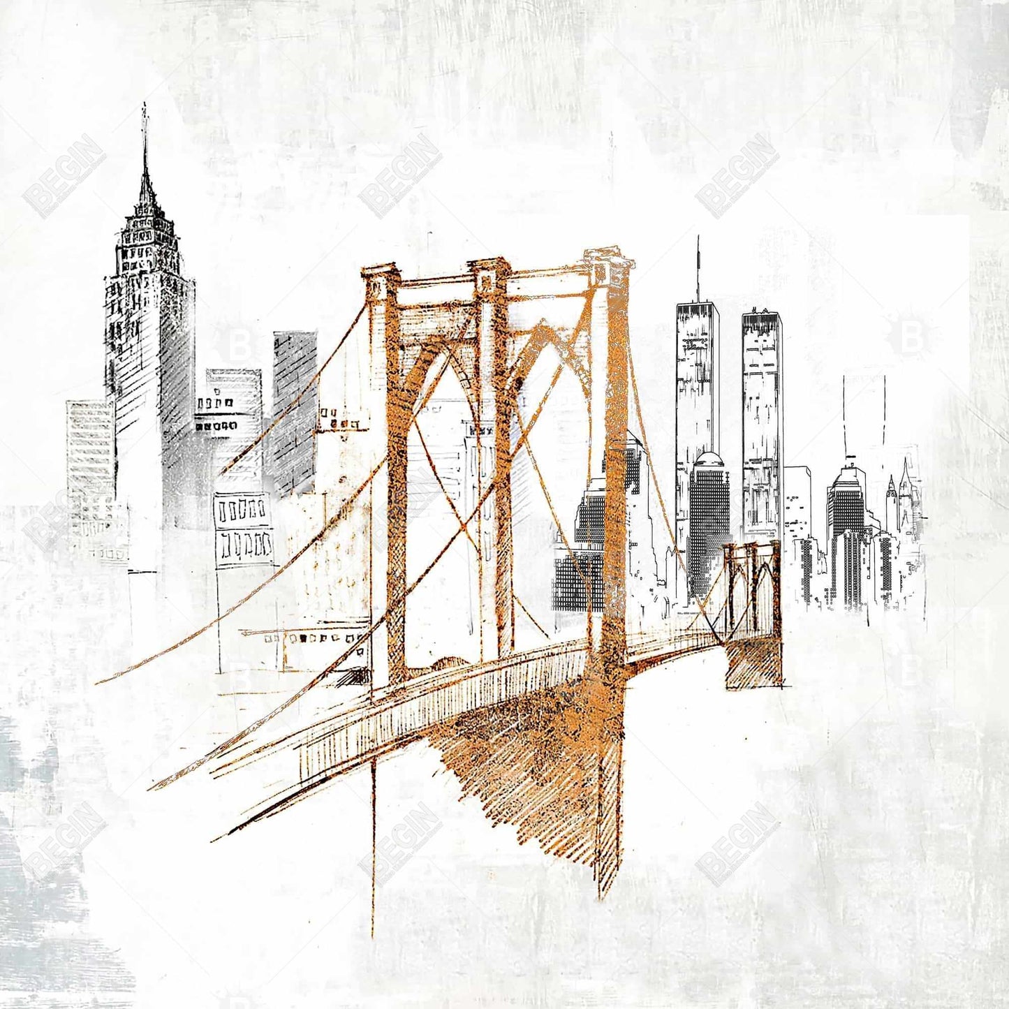 Brooklyn Bridge Blurry Sketch Bedroom Canvas | Home Decor