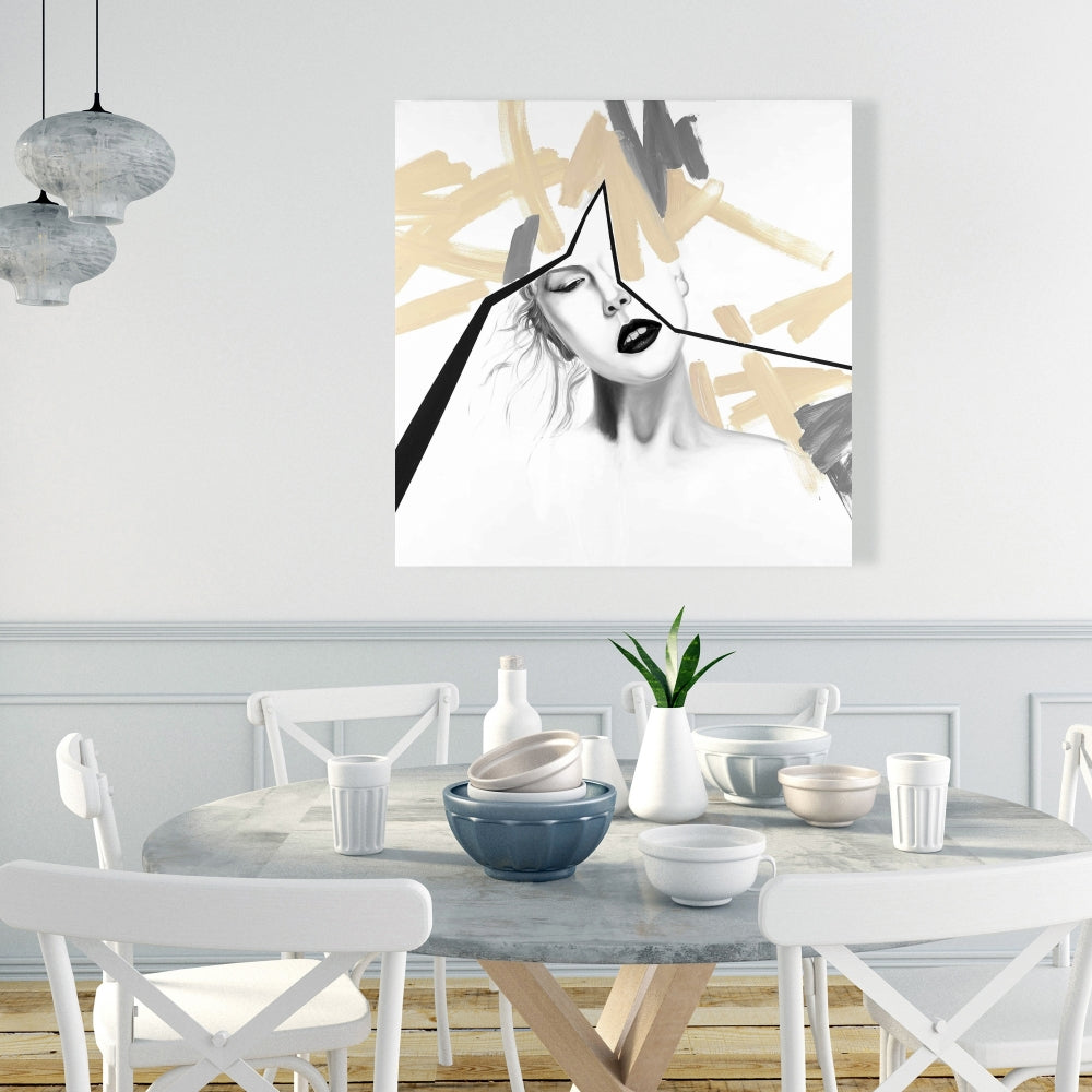 Divided Woman Canvas - Beauty Gray Bedroom Wall Art Decor