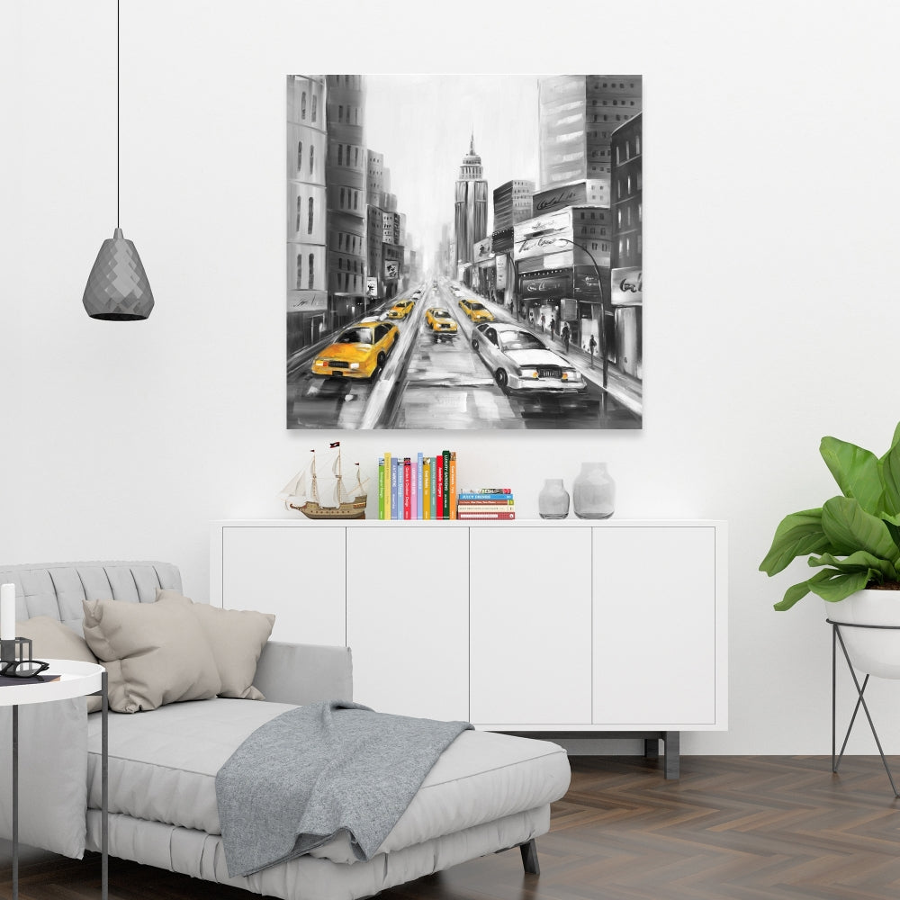 Toile « Taxis jaunes à New York » | Décoration d'intérieur grise