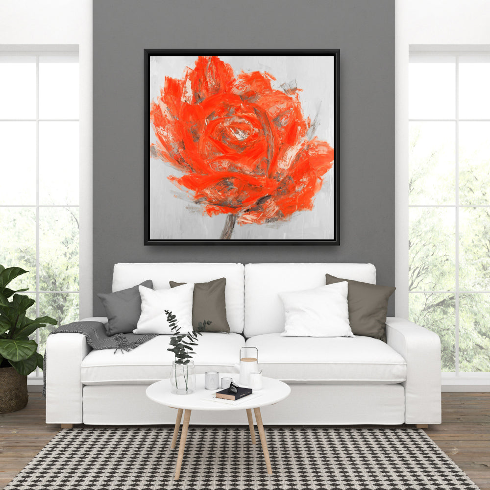 Toile abstraite à fleurs rouges | Décoration murale botanique pour chambre à coucher