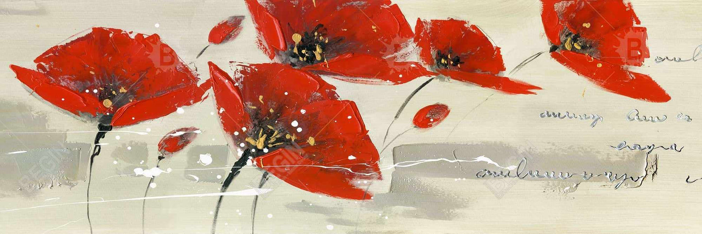 Toile abstraite « Fleurs rouges dans le vent » | Art mural contemporain