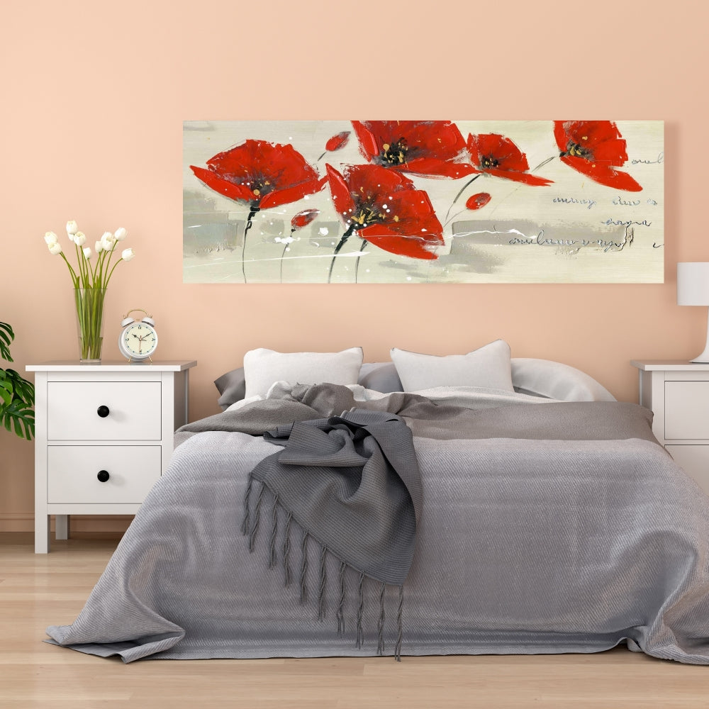 Toile abstraite « Fleurs rouges dans le vent » | Art mural contemporain