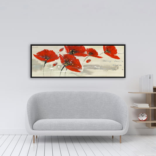 Fleurs rouges abstraites dans le vent | Toile encadrée