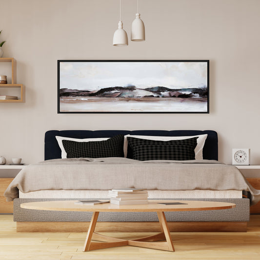 Toile aquarelle représentant des montagnes bleues pour chambre à coucher – Décoration d'intérieur moderne