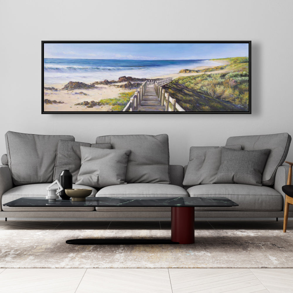 Walk to the Seaside Canvas | Coastal Bedroom Wall Art Decor