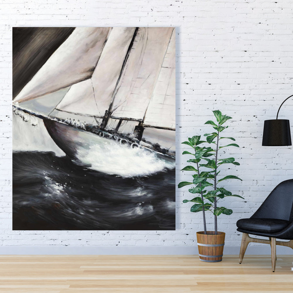 Coastal Bedroom Canvas - Boat in a Storm | Home Decor Art