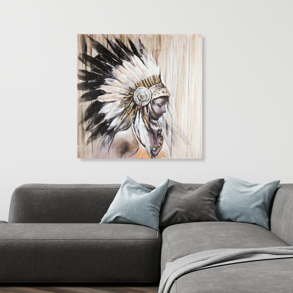 Indian Headdress Chief Canvas | Spiritual Bedroom Wall Decor