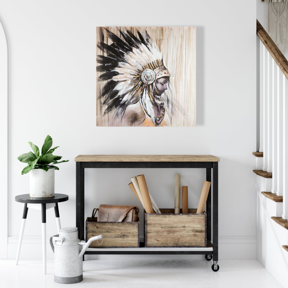 Indian Headdress Chief Canvas | Spiritual Bedroom Wall Decor