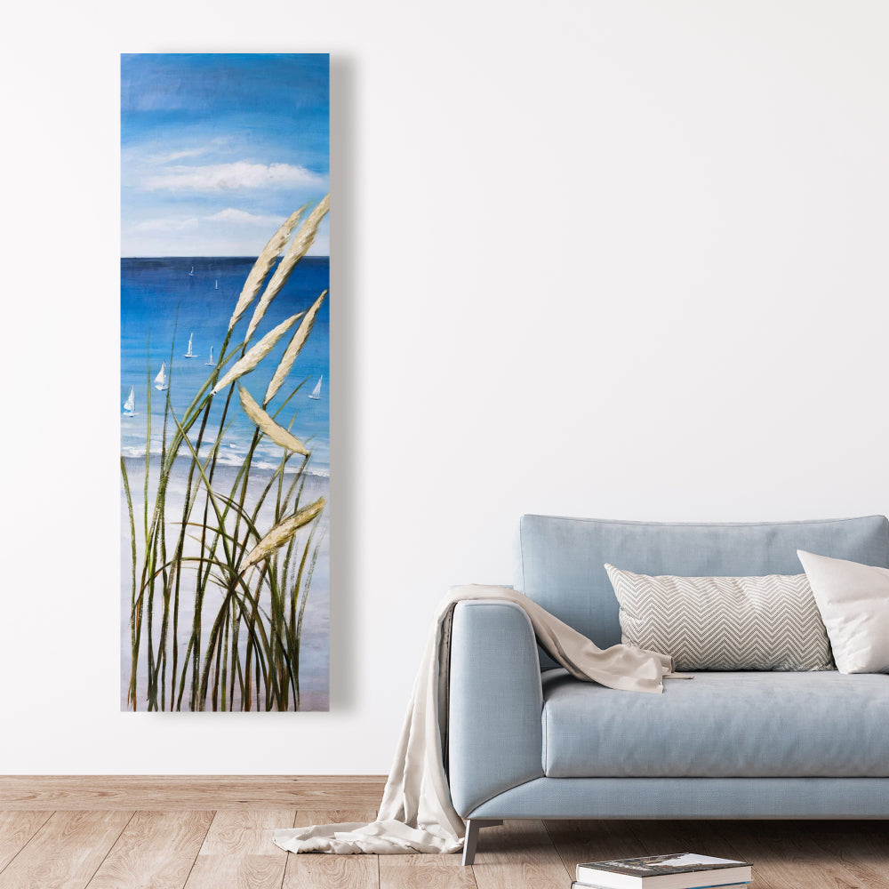 Coastal Boat Bedroom Canvas | Oyat Plant & Seaside Decor