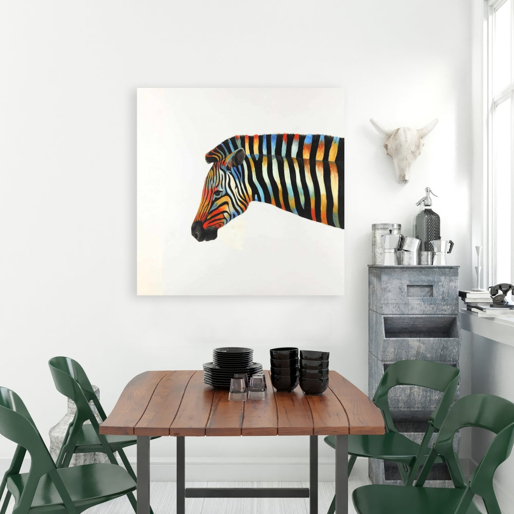 Colorful Zebra Exotic Canvas - Animal Bedroom Home Decor