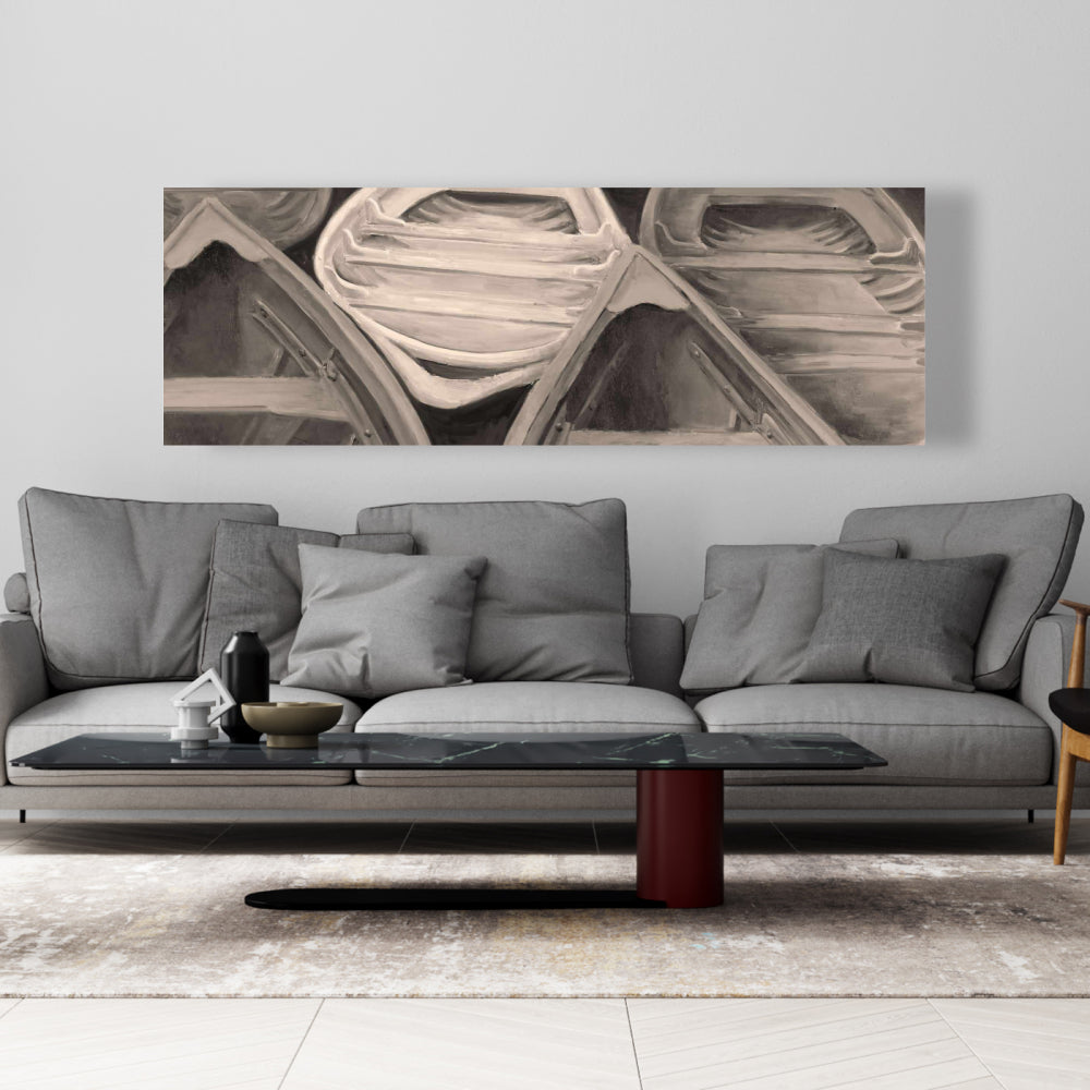 Sepia Canoes Bedroom Brown Canvas | Contemporary Home Decor