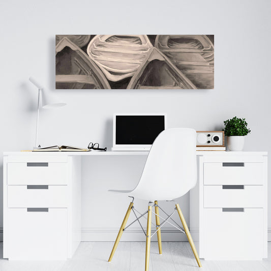 Sepia Canoes Bedroom Brown Canvas | Contemporary Home Decor