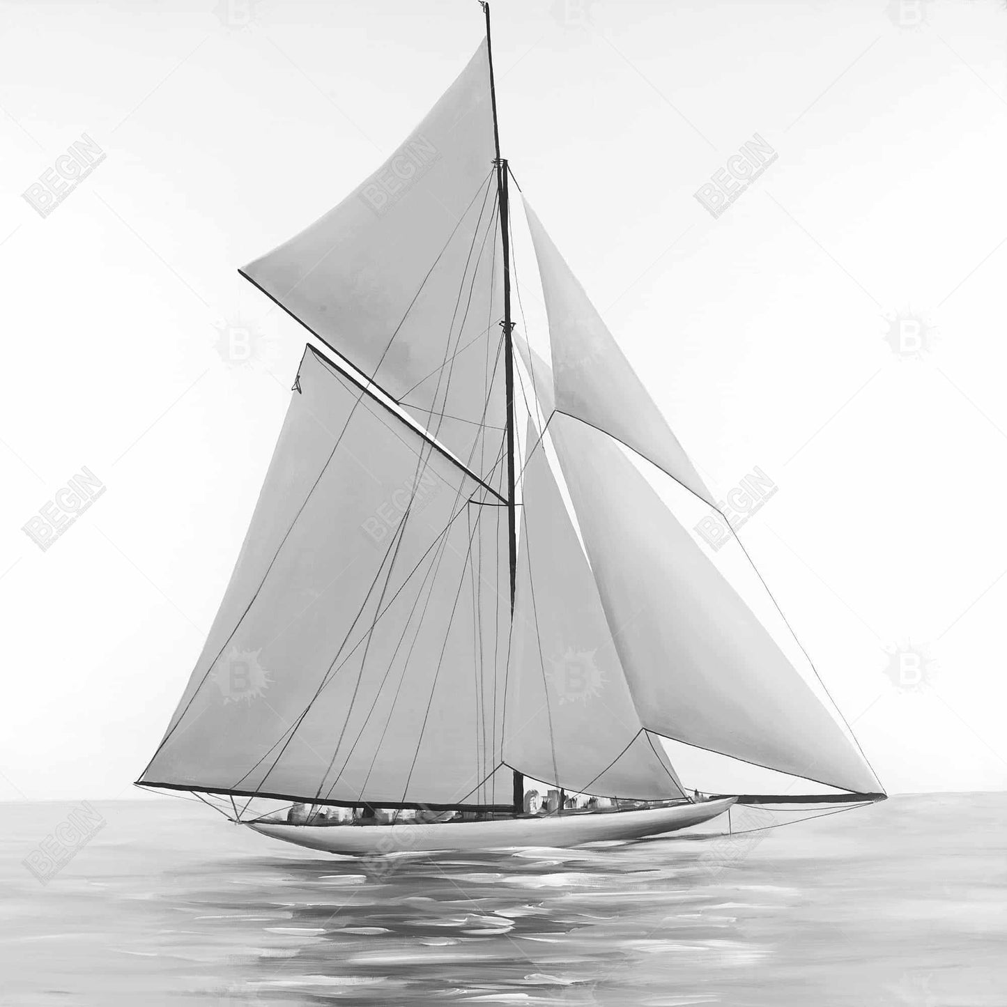 Sailing Ship Monochrome Canvas - Coastal Home Decor Art