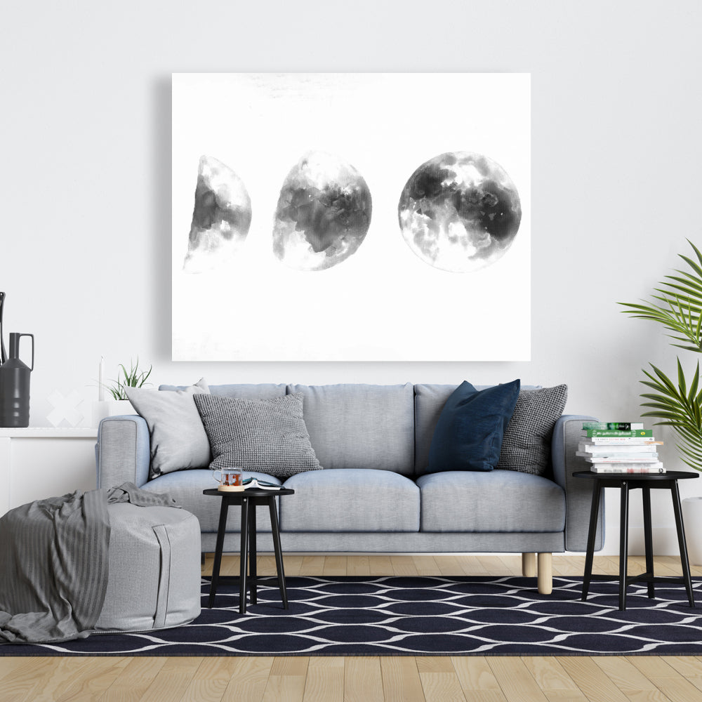 Minimalist White Bedroom Canvas - Eclipse in Several Phases