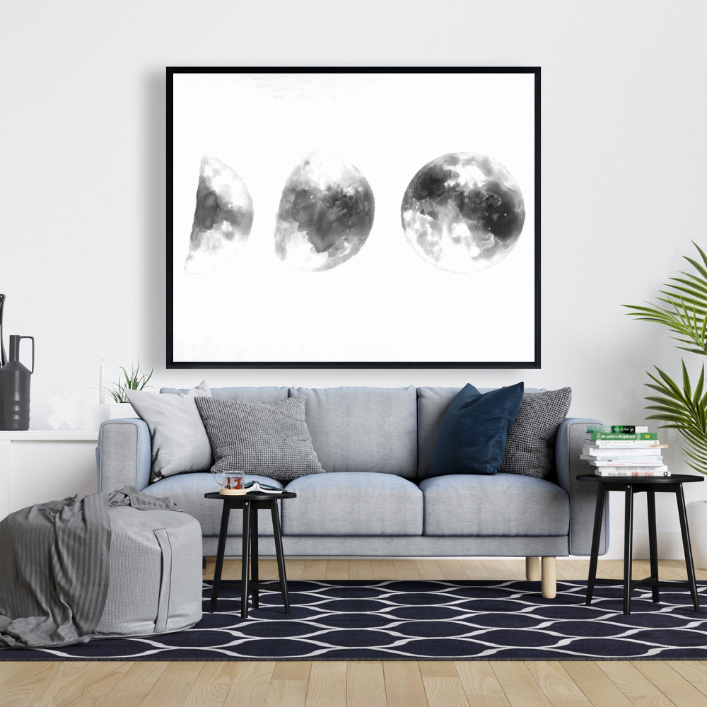 Toile encadrée « Éclipse des phases » – Décoration d'intérieur minimaliste inspirée de l'astronomie