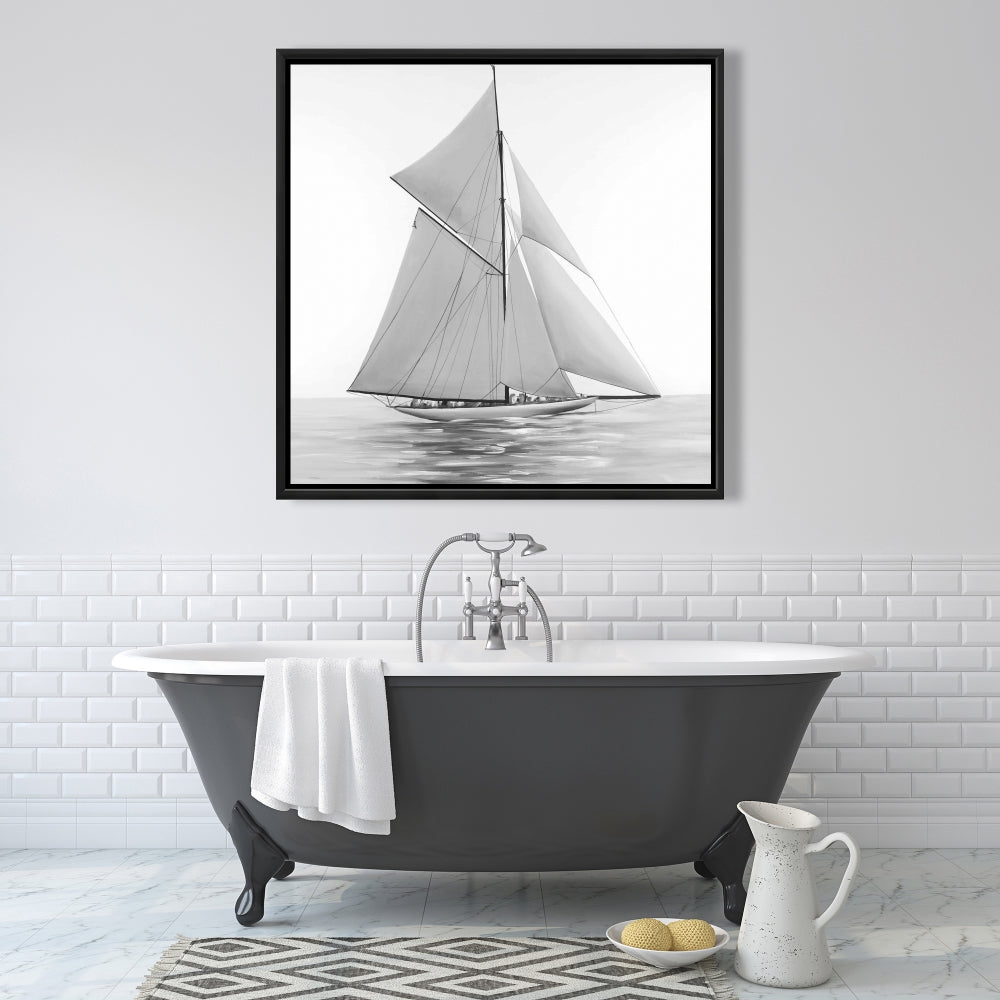 Décoration de chambre côtière | Toile encadrée représentant un voilier