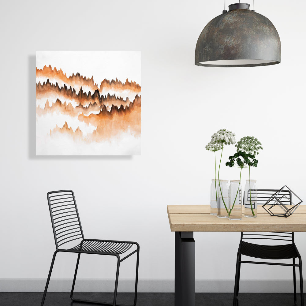Mountain of Fir Trees Landscape Canvas - Brown Minimalist Decor