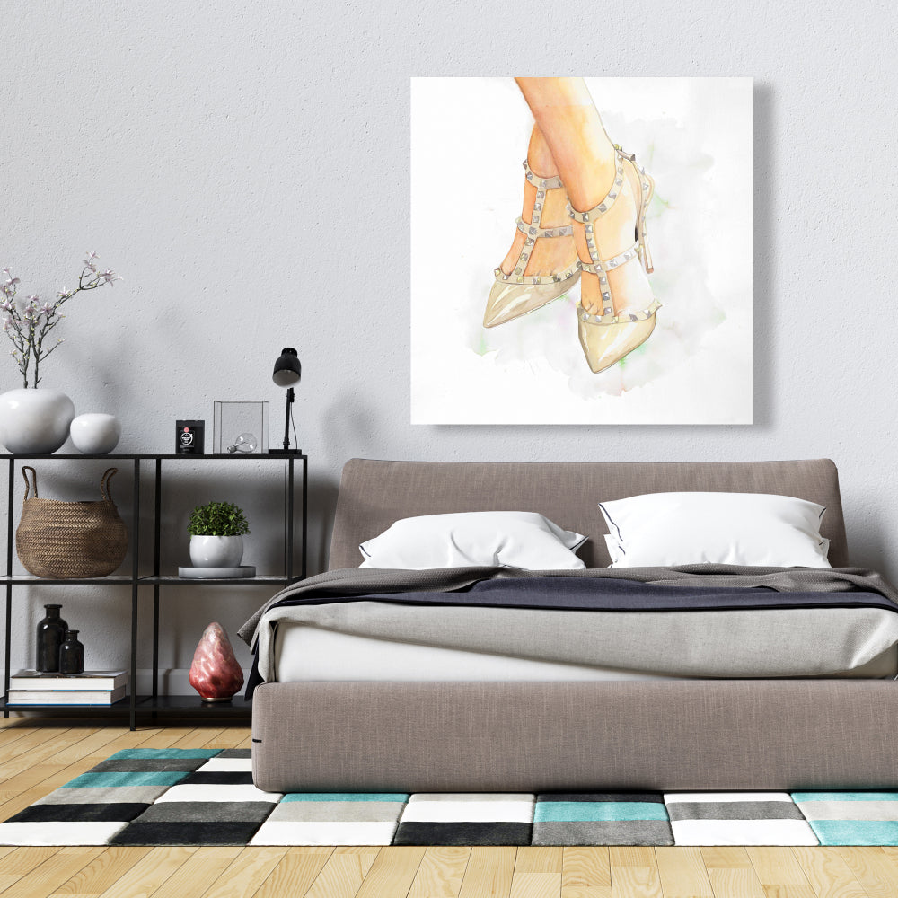 Toile à talons hauts cloutés - Chaussures tendance pour décoration de chambre