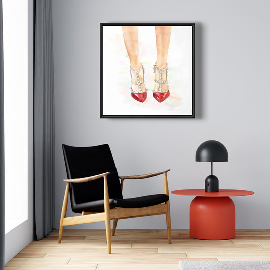 Bedroom Fashion Romantic Canvas - Red Studded High Heels Decor