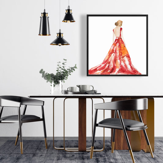 Red Prom Dress Canvas | Romantic Home Decor Wall Art