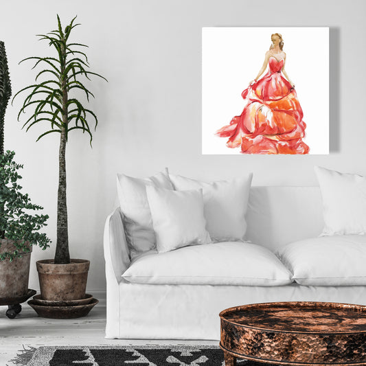 Beautiful Red Prom Dress Canvas - Fashion Home Decor Art