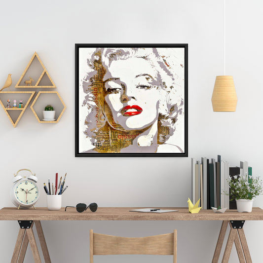 Marilyn Monroe Typography Canvas | Beauty Brown Framed Decor