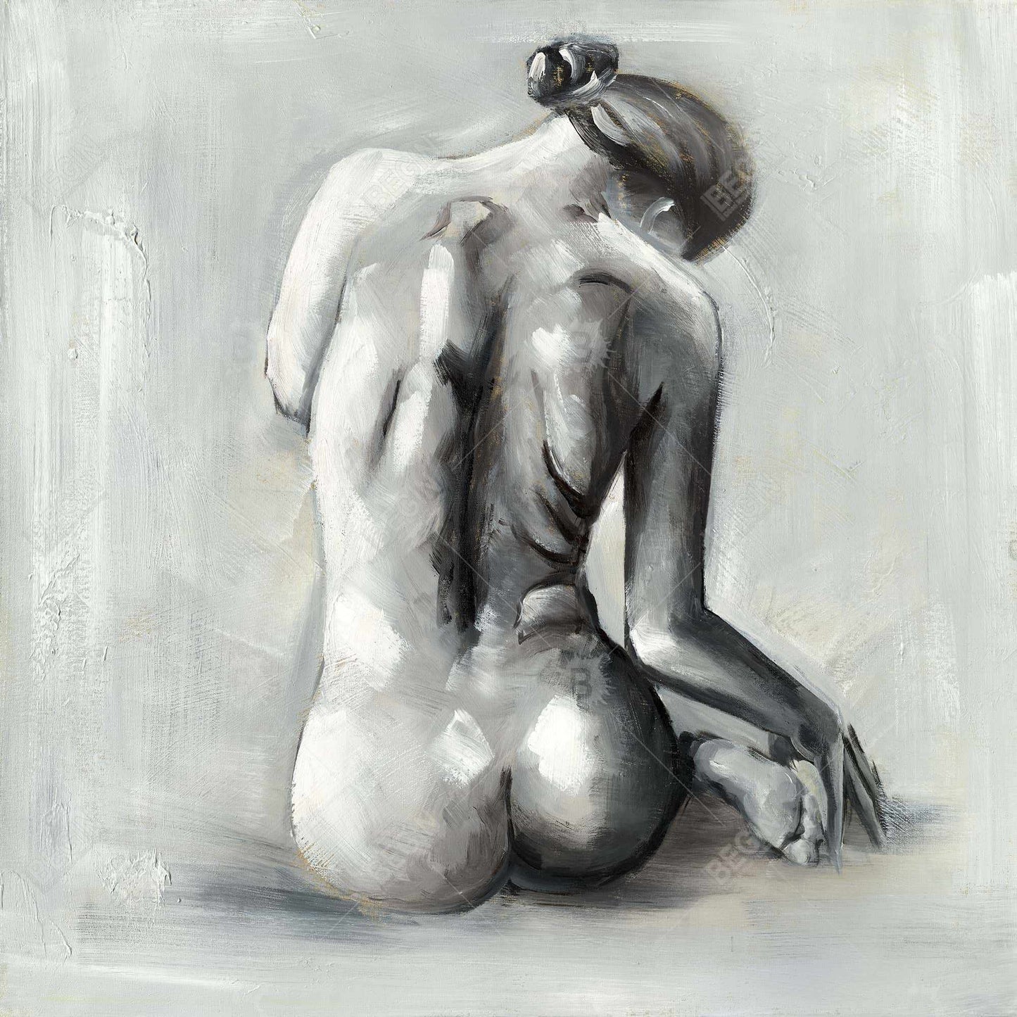 Gray Bedroom Canvas - Nude Woman from Behind Home Decor Art