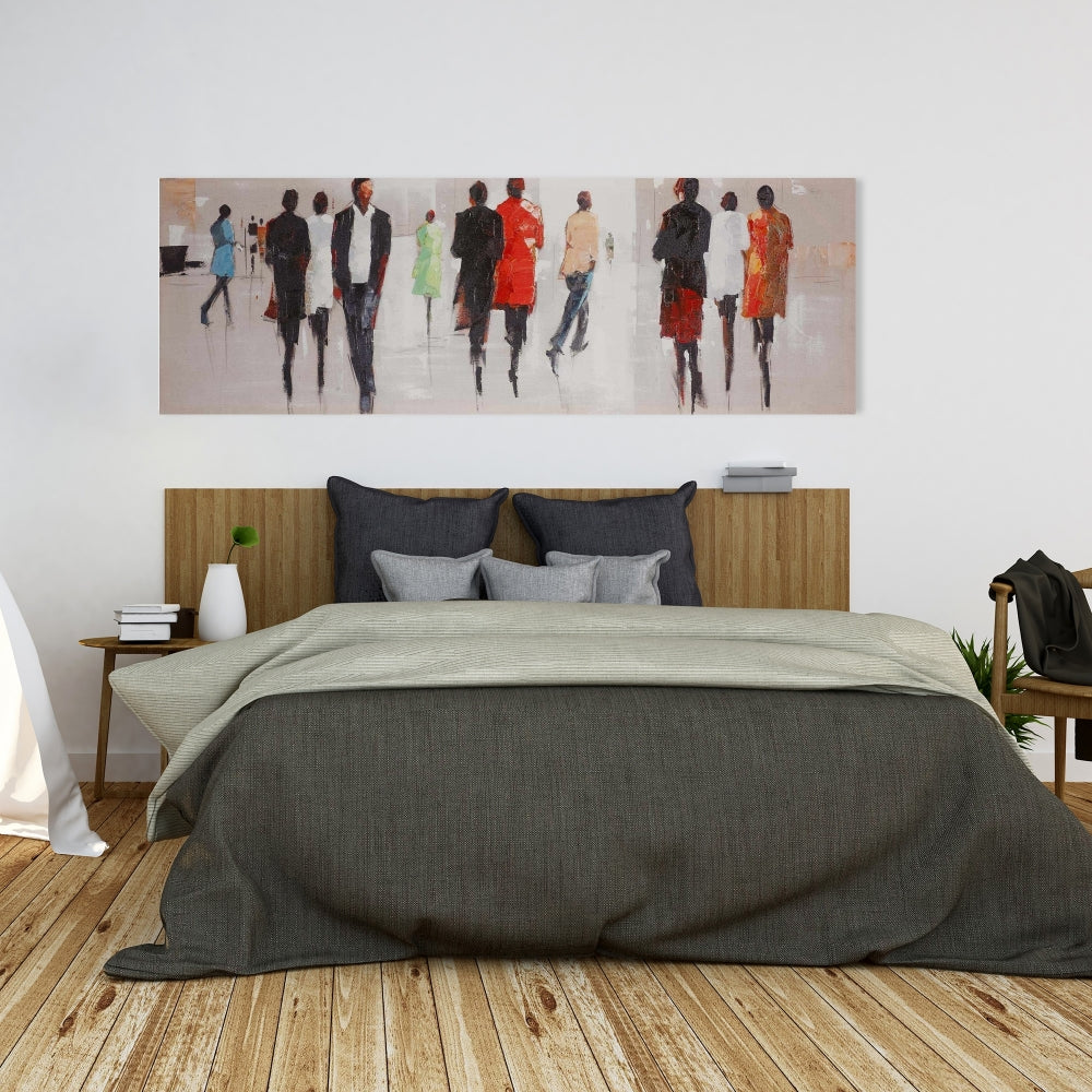 Silhouettes in the Street Gray Canvas | Contemporary Wall Art