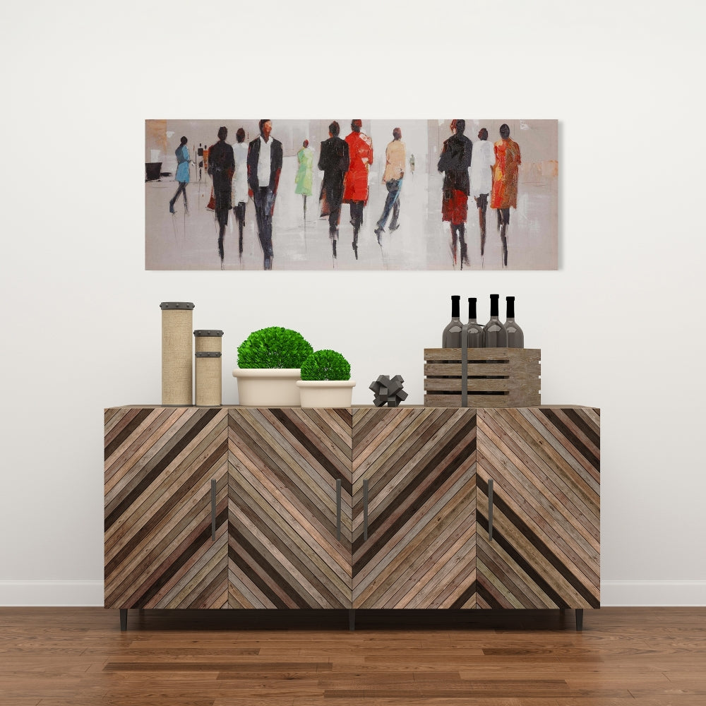 Silhouettes in the Street Gray Canvas | Contemporary Wall Art