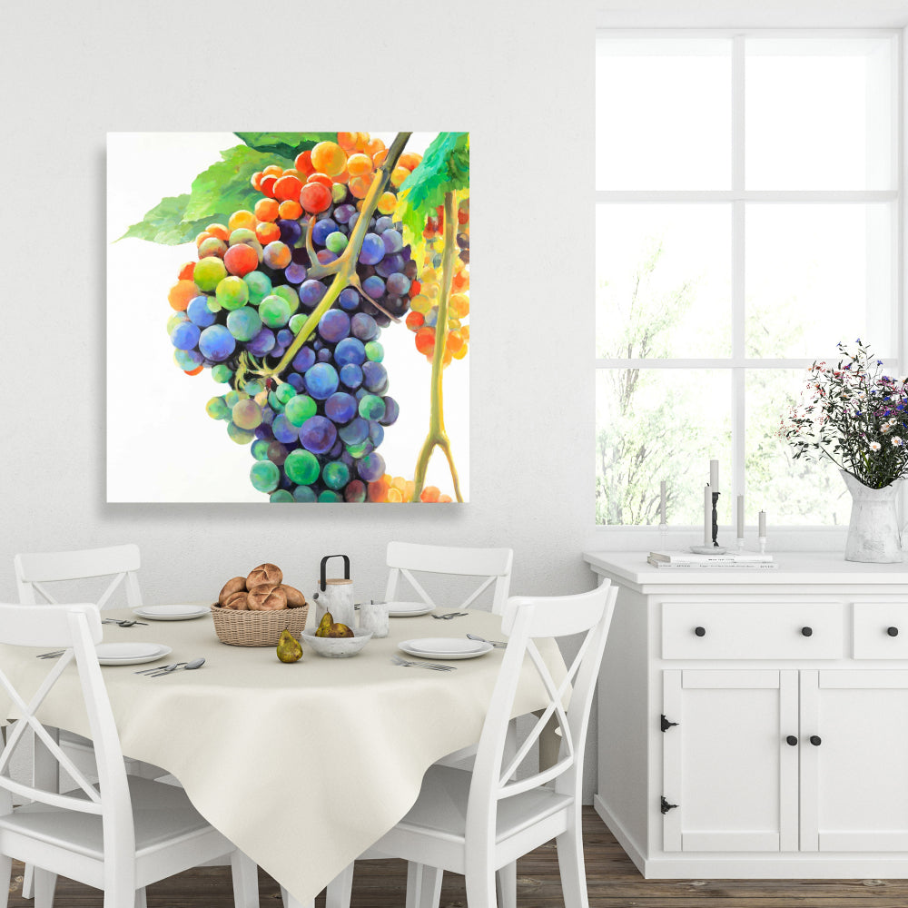 Colorful Bunch of Grapes Canvas | Home Decor Purple Art