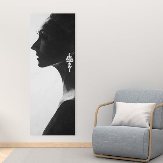 Chic Woman Monochrome Canvas - Elegant Figurative Home Decor