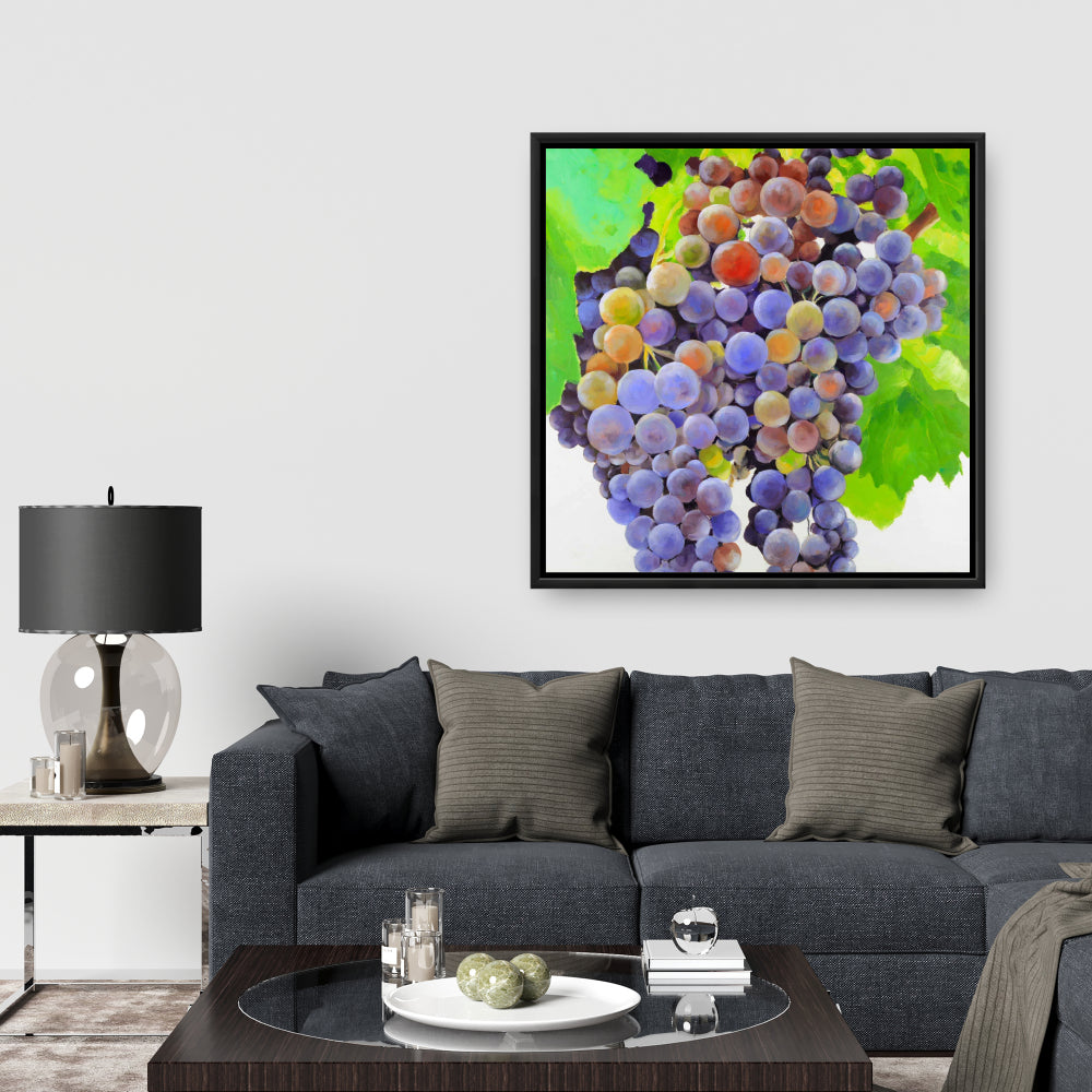 Bunch of Grapes Framed Canvas | Kitchen Decor | Home Art