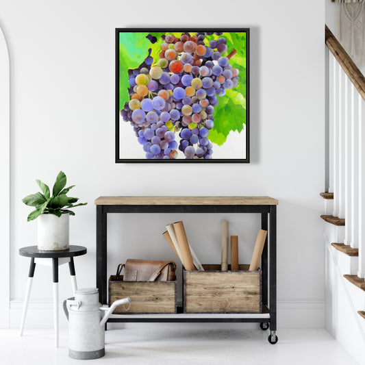 Toile encadrée « Grappe de raisin » | Décoration de cuisine | Art de la maison