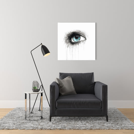 Blue Eye Watercolor Canvas | Illustrative Bedroom Wall Art
